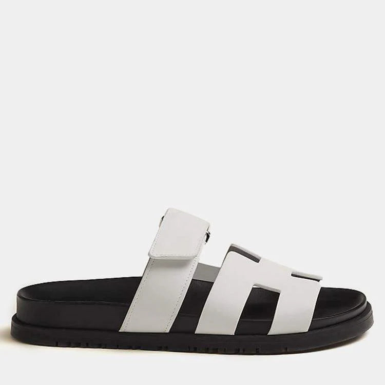 Hermes Chypre Sandals "White Leather