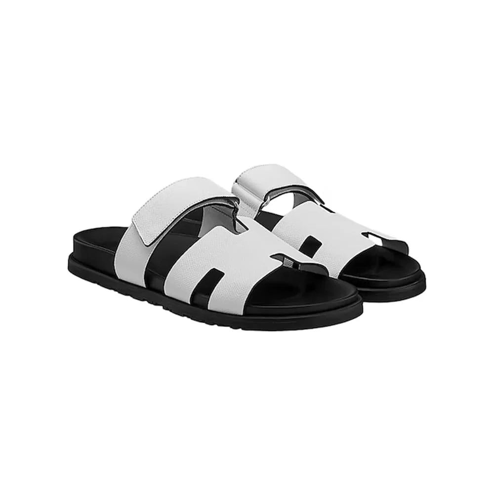 Hermes Chypre Sandals "White Leather