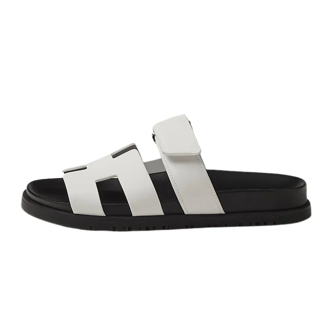 Hermes Chypre Sandals "White Leather