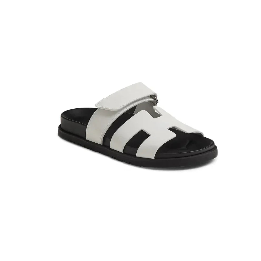 Hermes Chypre Sandals "White Leather